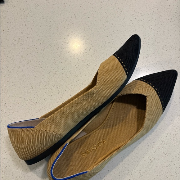 Rothy's Tan and Black Pointed Toe Flats - Picture 5 of 5
